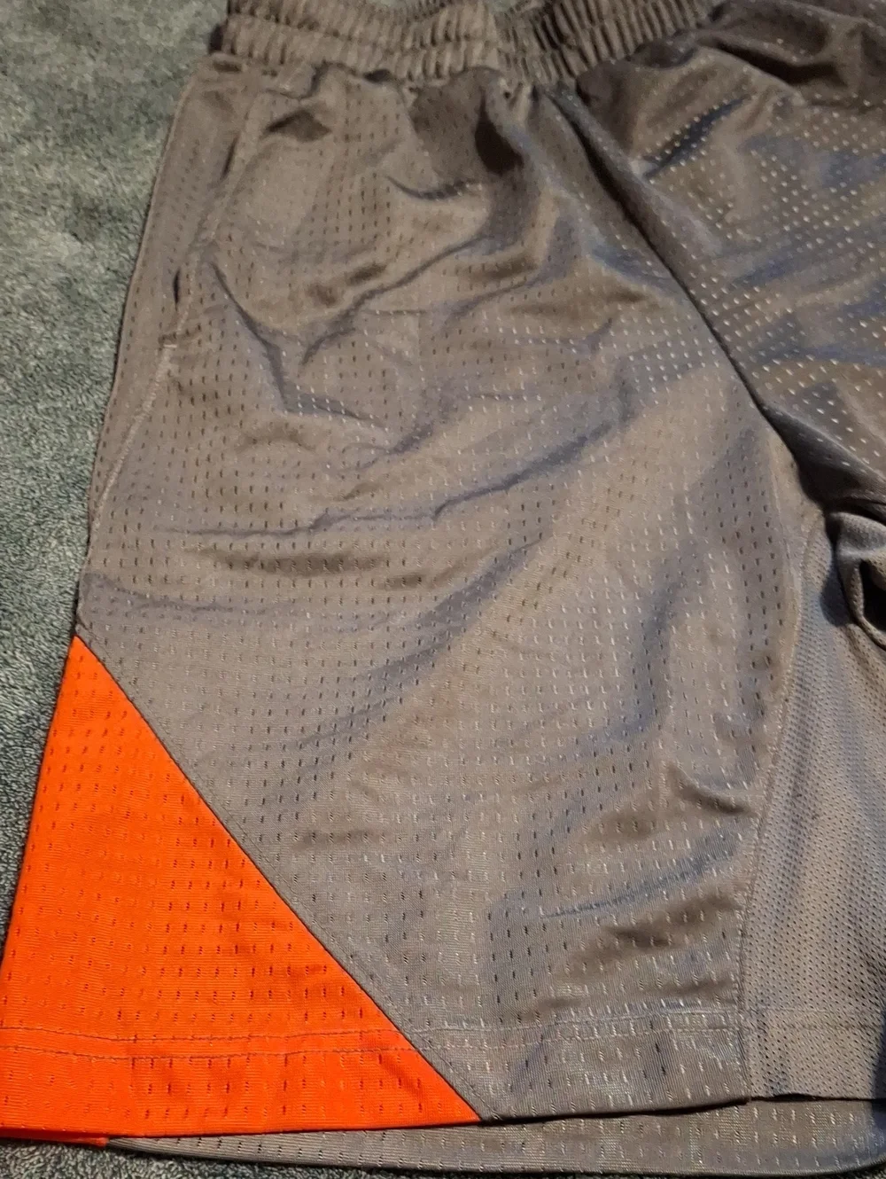 Jordan Men's Gray and Orange Athletic Mesh Shorts